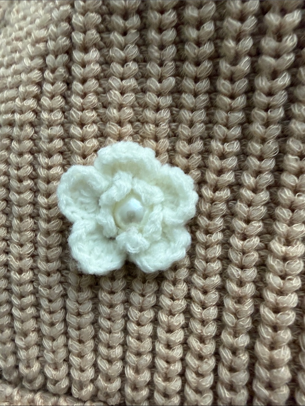 POL Beige Knit Hoodie Sweater with Cream Floral Appliqués - Picture 4 of 7